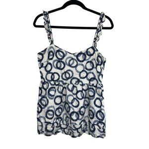 Y2K Baby Doll Top Circle Print Ruffle Strap 100% Silk Size 4 Juicy Coutur